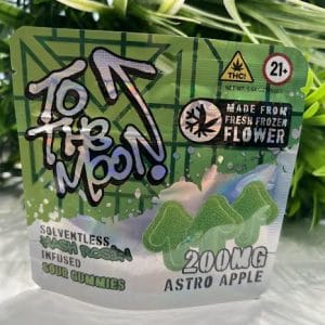 To the moon- Solventless Hash Rosin Infused Sour Gummies- Astro Apple- 200mg